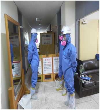 석면(텍스)해체 작업 위생설비설치 및 안전교육