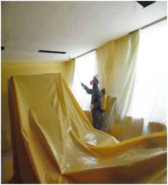 석면(텍스)해체 작업 습윤제살포