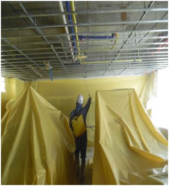 석면(텍스)해체 작업 후 고착제살포