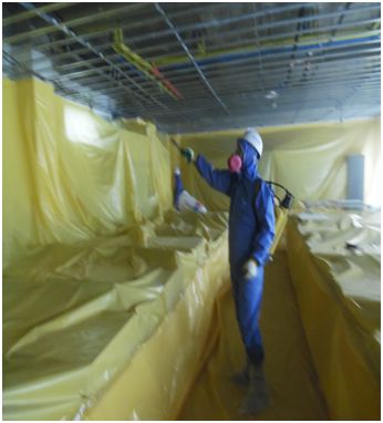 석면(텍스)해체 작업 후 고착제살포