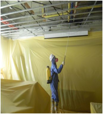 석면(텍스)해체 작업 후 고착제살포